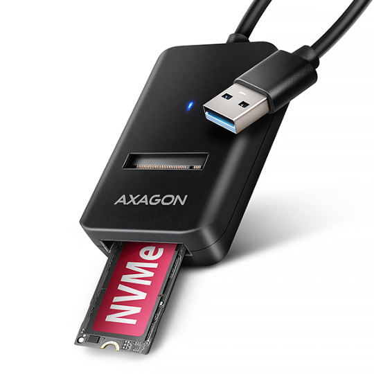 AXAGON ADM2-AM USB-A 10Gbps - M.2 NVMe & SATA SSD adaptér, kábel USB-A 10cm