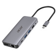 Kľúč ACER 12v1 typu C: 2 x USB3.2, 2 x USB2.0, 1x SD/TF, 2 x HDMI, 1 x PD, 1 x DP, 1 x RJ45, 1 x 3.5 Audio