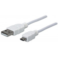 MANHATTAN Pripojovací kábel USB 2.0 A samec / Micro-B samec, 1 m, biely