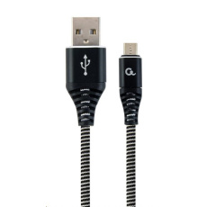 GEMBIRD CABLEXPERT USB 2.0 AM na MicroUSB (AM/BM), 1 m, opletený, čiernobiely, blister, PREMIUM KVALITA