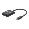 MANHATTAN USB 2.1 Zvukový adaptér, USB Type-C na 3.5 mm auc & C/F (PD), čierna, blister