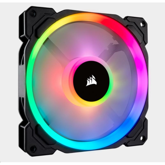 Ventilátor CORSAIR série LL, LL140 RGB, 140 mm ventilátor s dvojitou svetelnou slučkou RGB LED PWM, jedno balenie