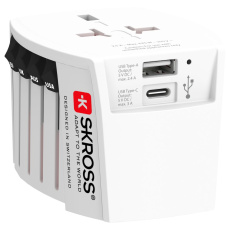 SKROSS cestovní adaptér MUV USB, USB A+C, univerzální pro 150 zemí