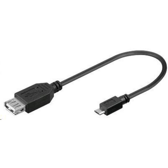 PREMIUMCORD Redukcia USB 2.0 A - Micro B OTG, kábel (F/M, kompatibilný s On The Go)