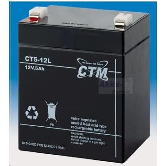 Batéria - CTM CT 12-5L (12V/5Ah - Faston 250), životnosť 5 rokov