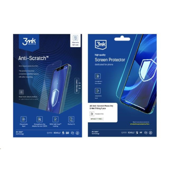 3mk All-Safe - AIO fólie Anti-Scratch Dry & Wet Fitting Phone, 5 ks