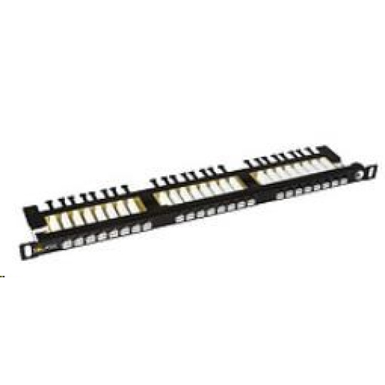 Solarix Patch panel 24xRJ45 CAT6 UTP s viazacou lištou čierny 0,5U SX24HD-6-UTP-BK