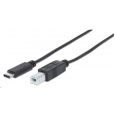 MANHATTAN USB kábel 2.0 C, C samec / B samec, 1m (3 ft.), Čierna