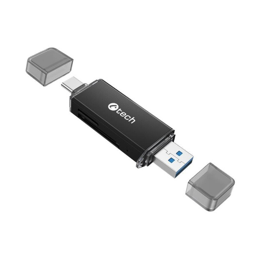 C-TECH čtečka karet UCR-02-AL, USB 3.0 TYPE A/ TYPE C, SD/micro SD